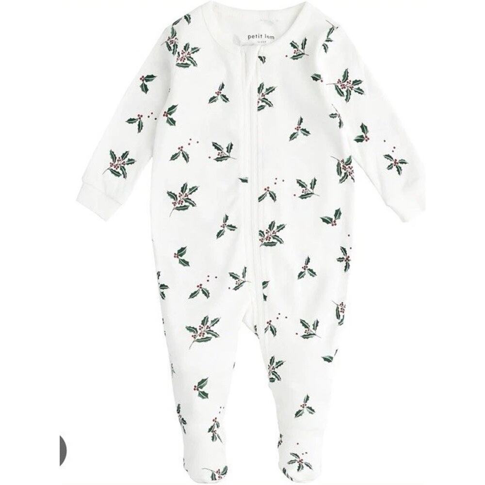 Petite Lem Mistletoe Footie Sleeper Sz Newborn Holiday NEW Unisex NWT